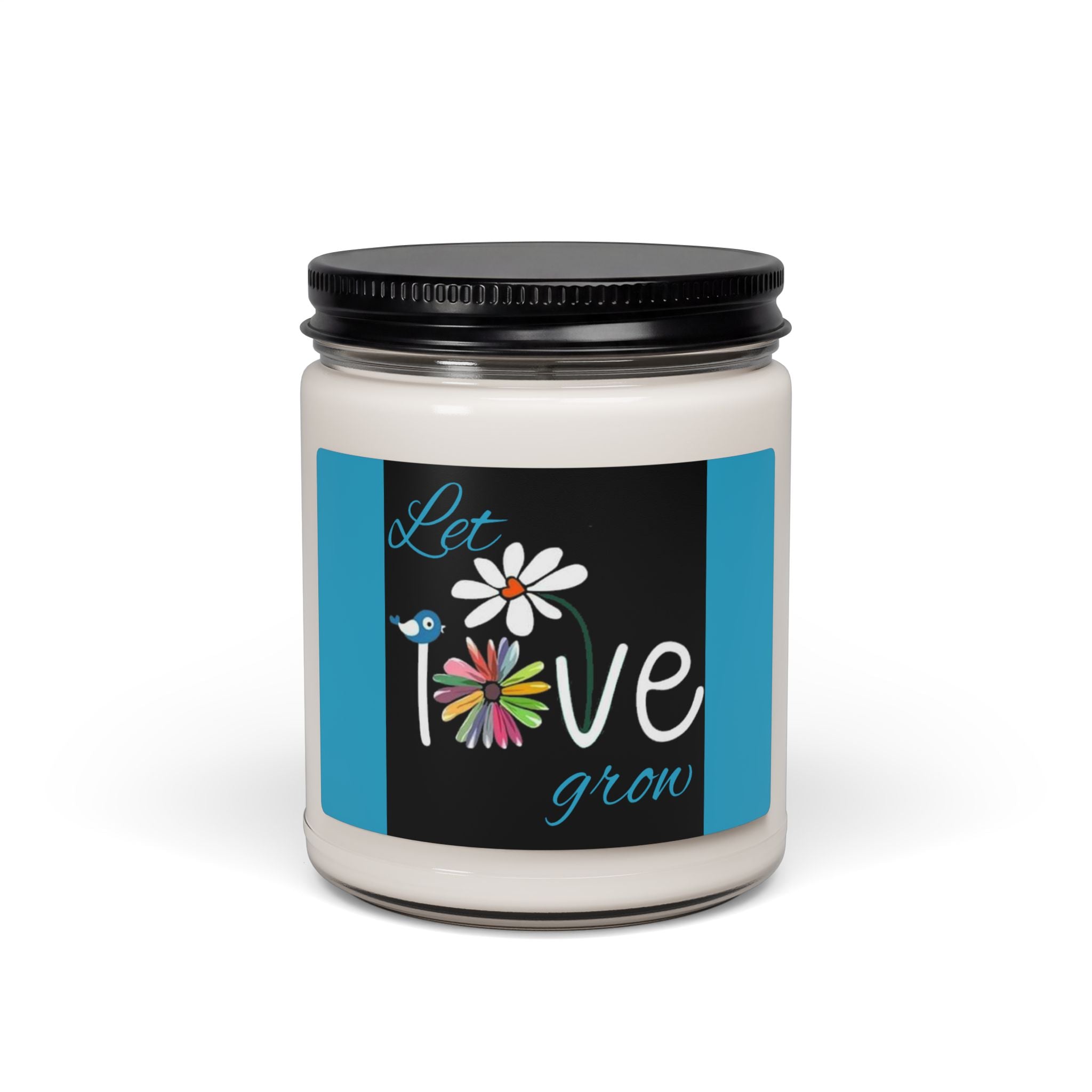 Scented Soy Candle, 9oz, Let love grow, inspirational, garden design