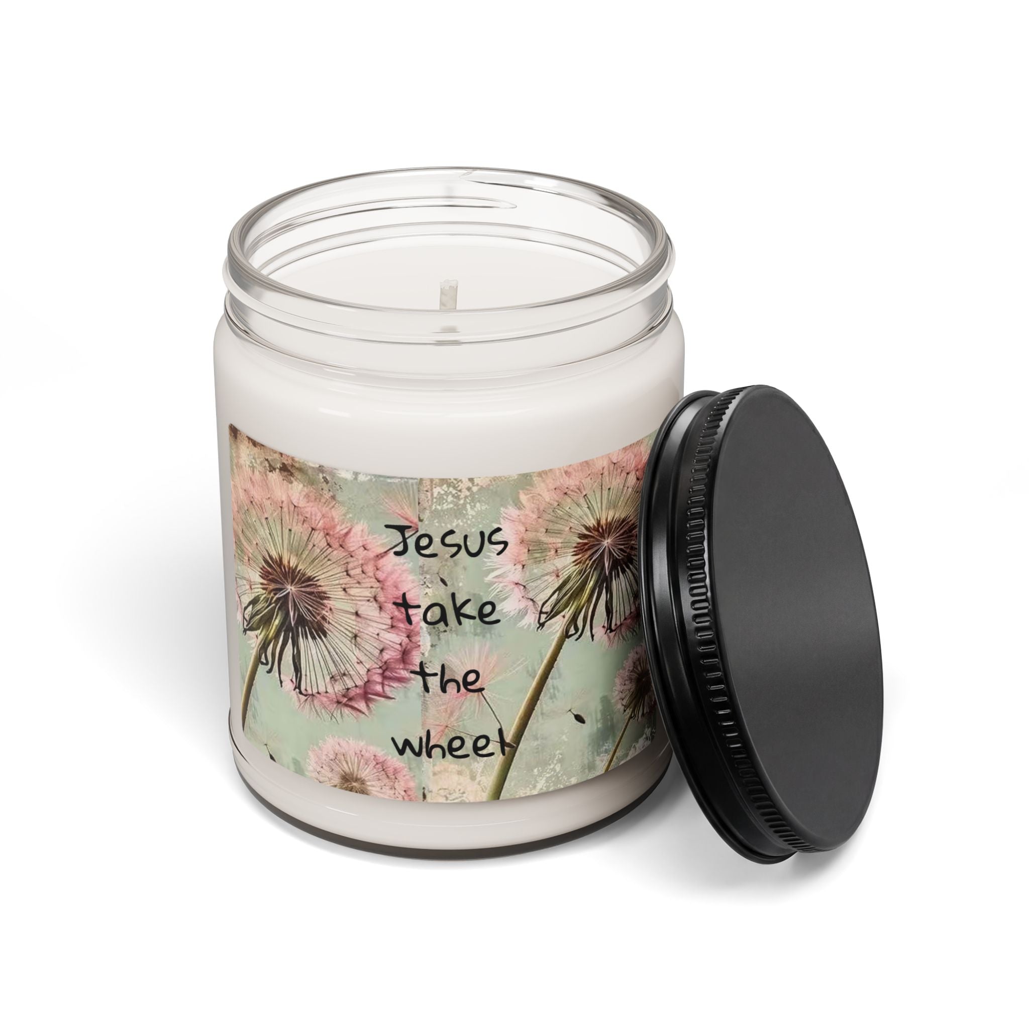 Scented Soy Candle, 9oz, Jesus take the wheel quote