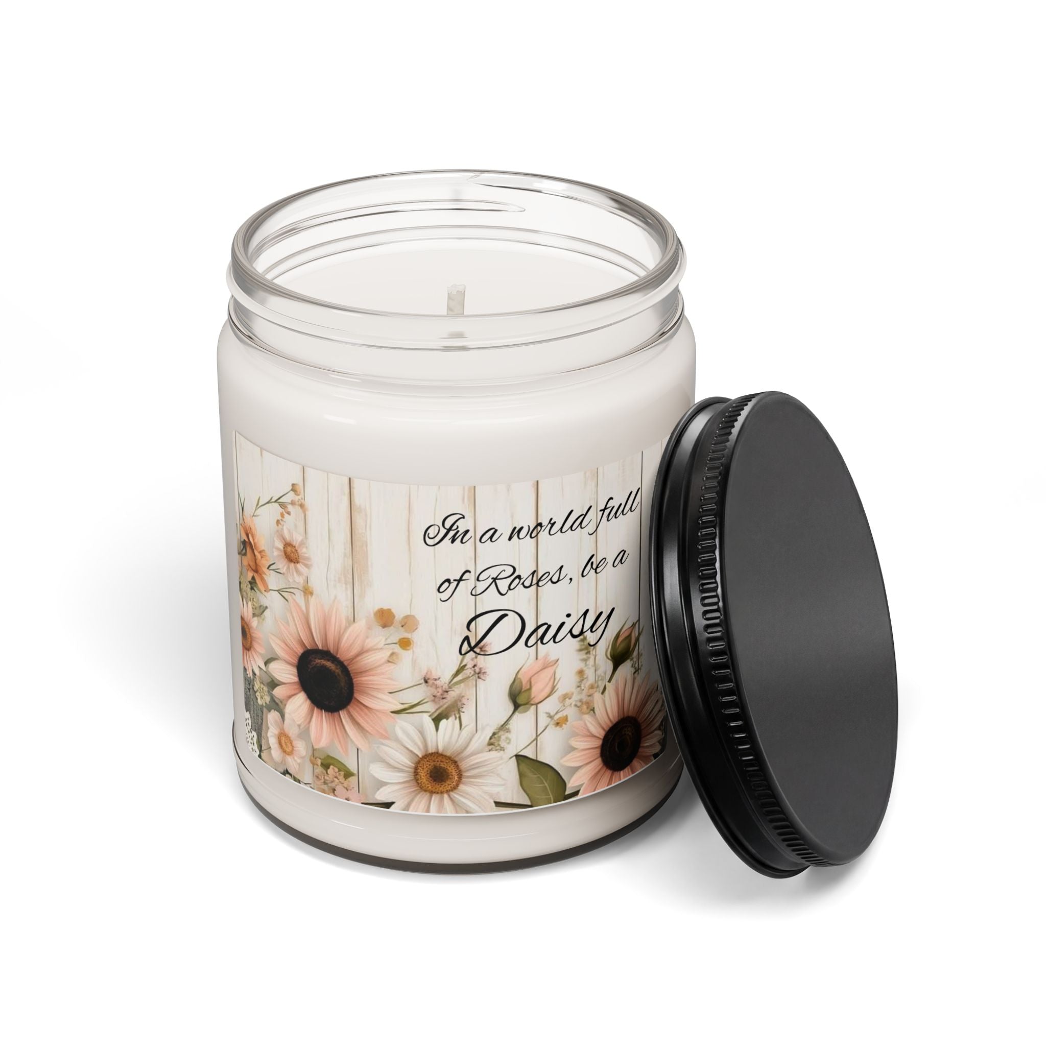 Scented Soy Candle, 9oz, Inspirational saying with Daisies