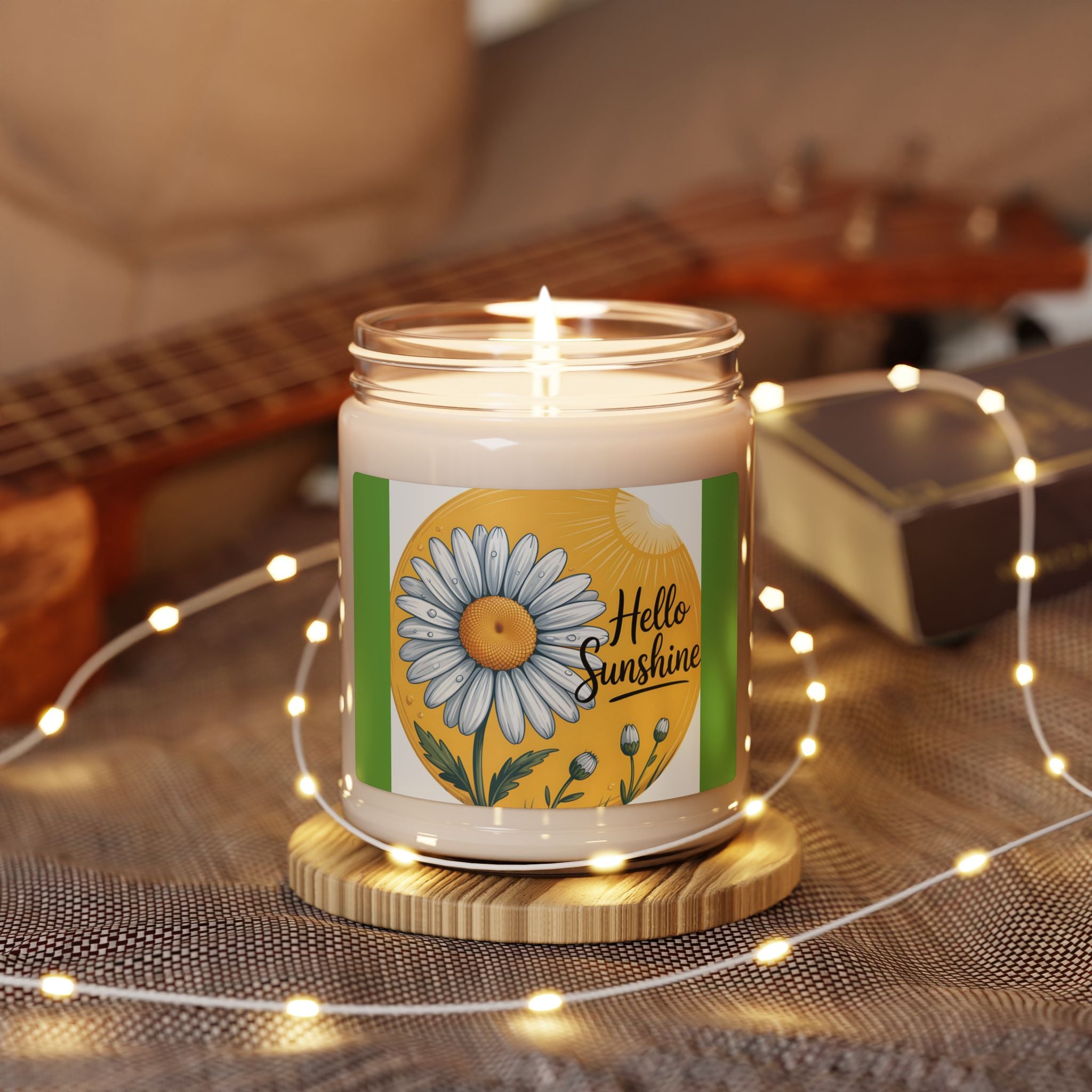 Scented Soy Candle, 9oz, Hello Sunshine, with Daisy design