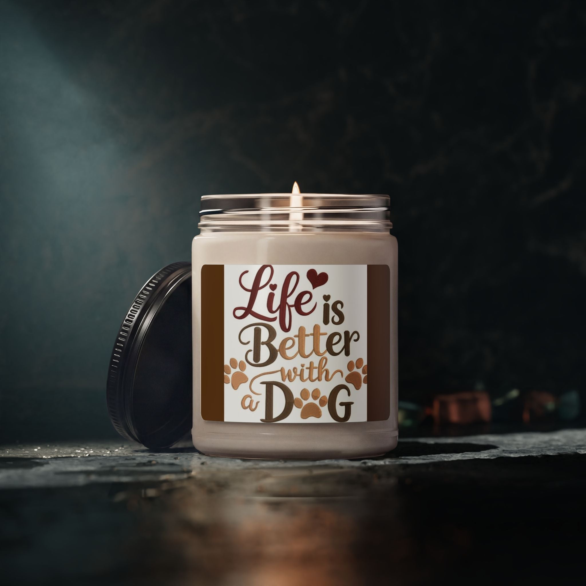 Scented Soy Candle, 9oz, Life is better with a dog