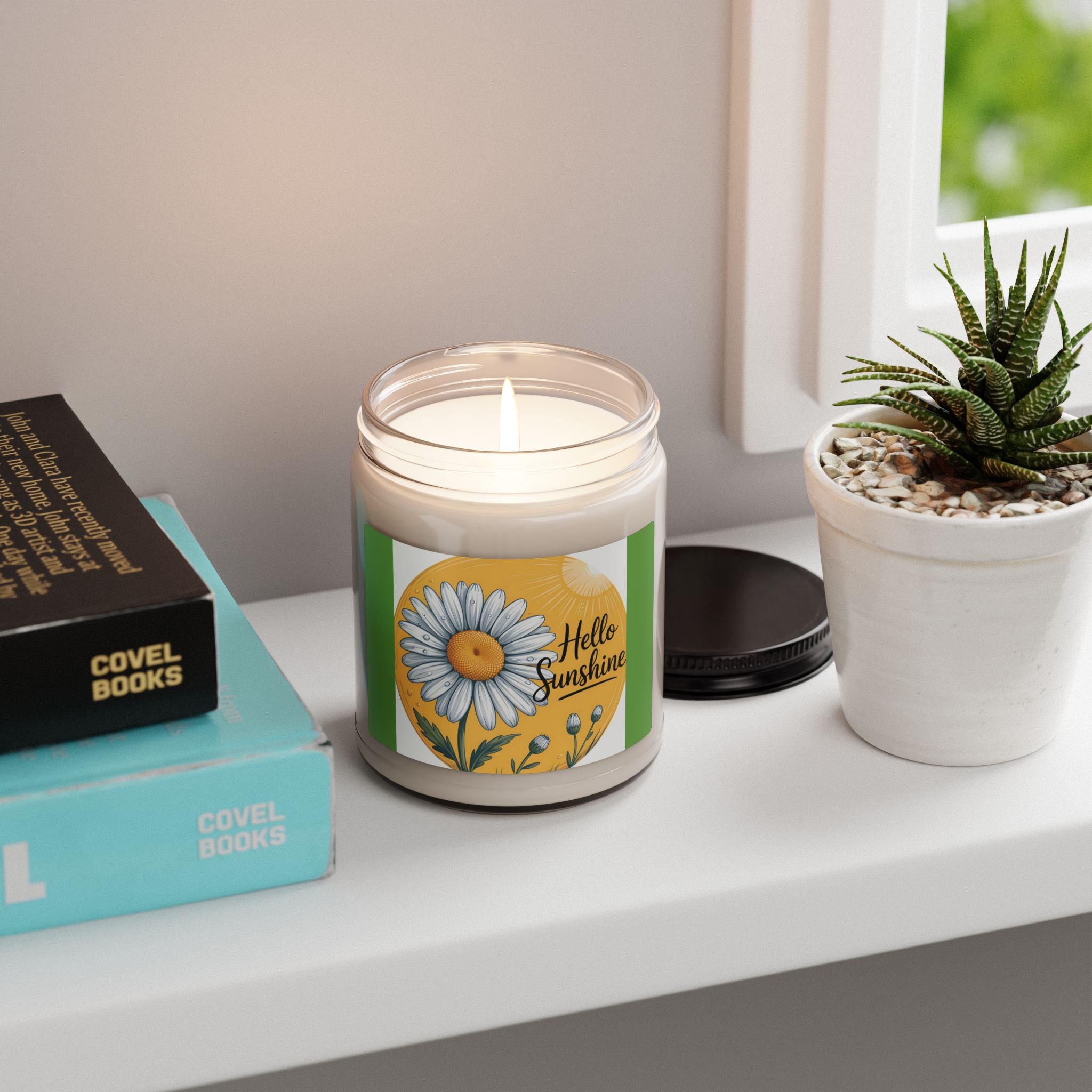 Scented Soy Candle, 9oz, Hello Sunshine, with Daisy design
