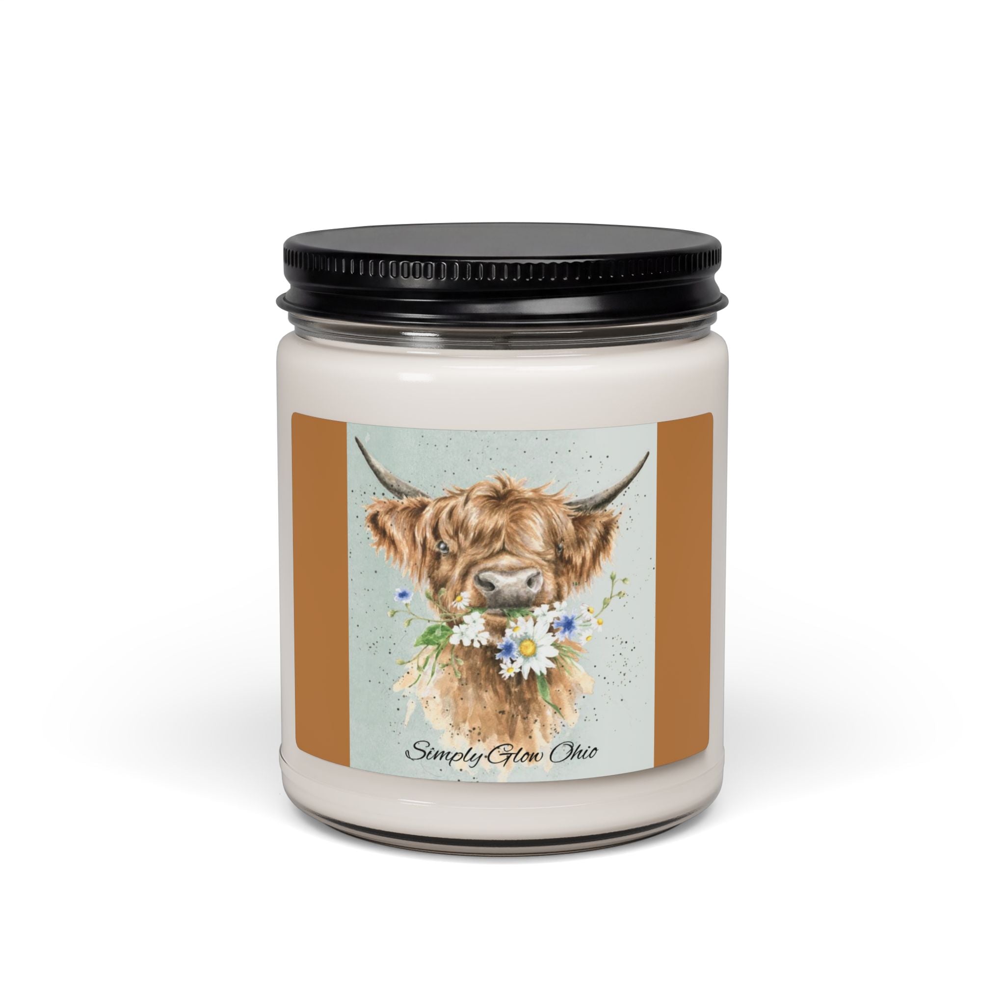 Scented Soy Candle, 9oz, highland cow, country/farm life, Simply Glow