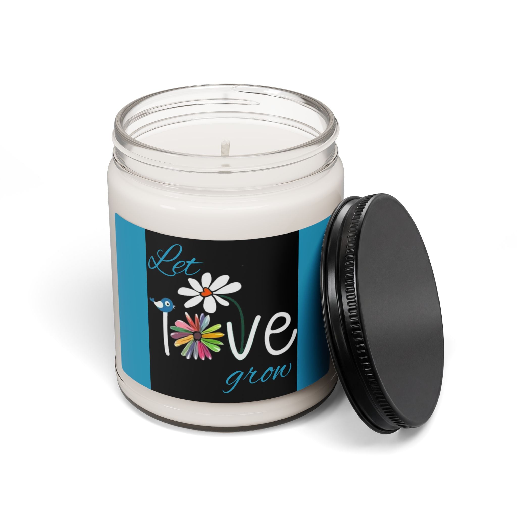 Scented Soy Candle, 9oz, Let love grow, inspirational, garden design