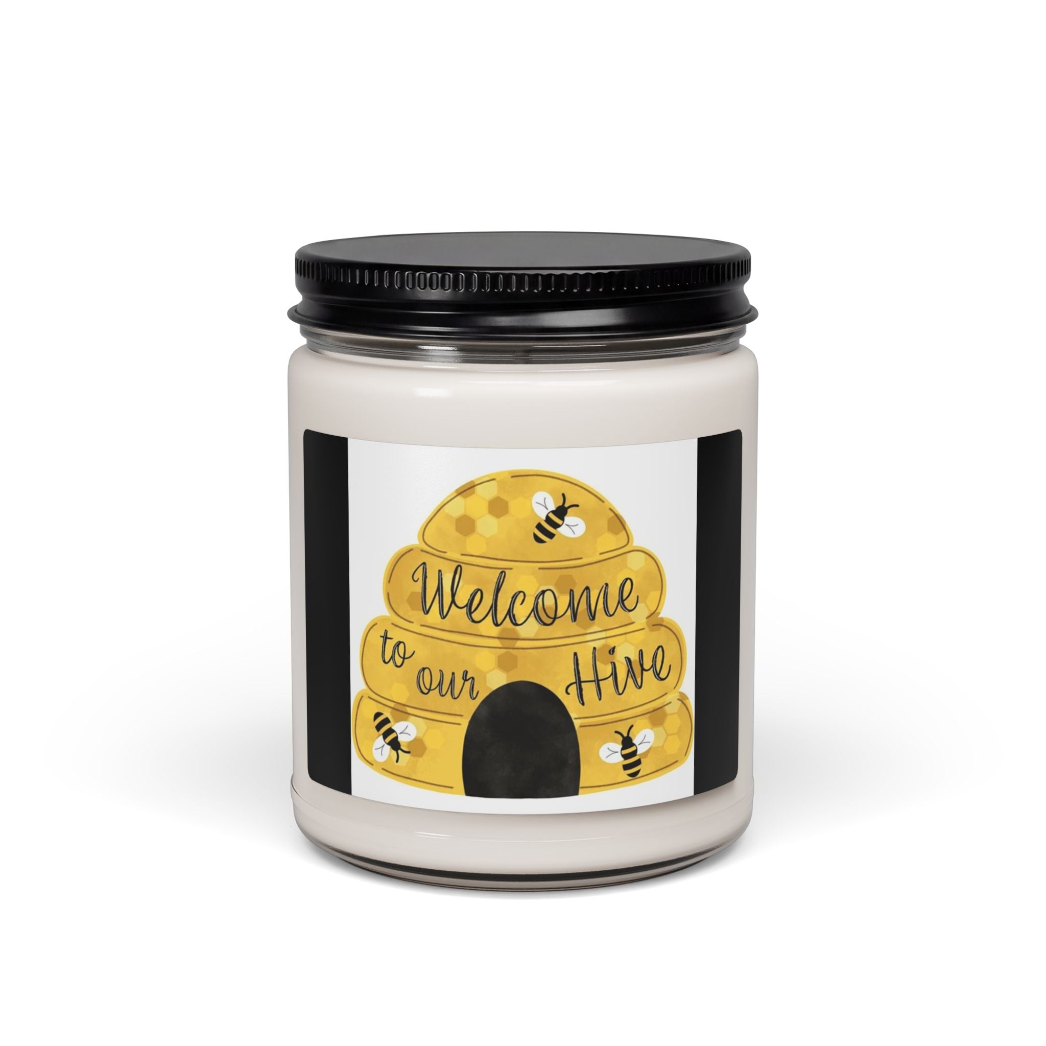 Scented Soy Candle, 9oz Welcome to our hive, bee hive design