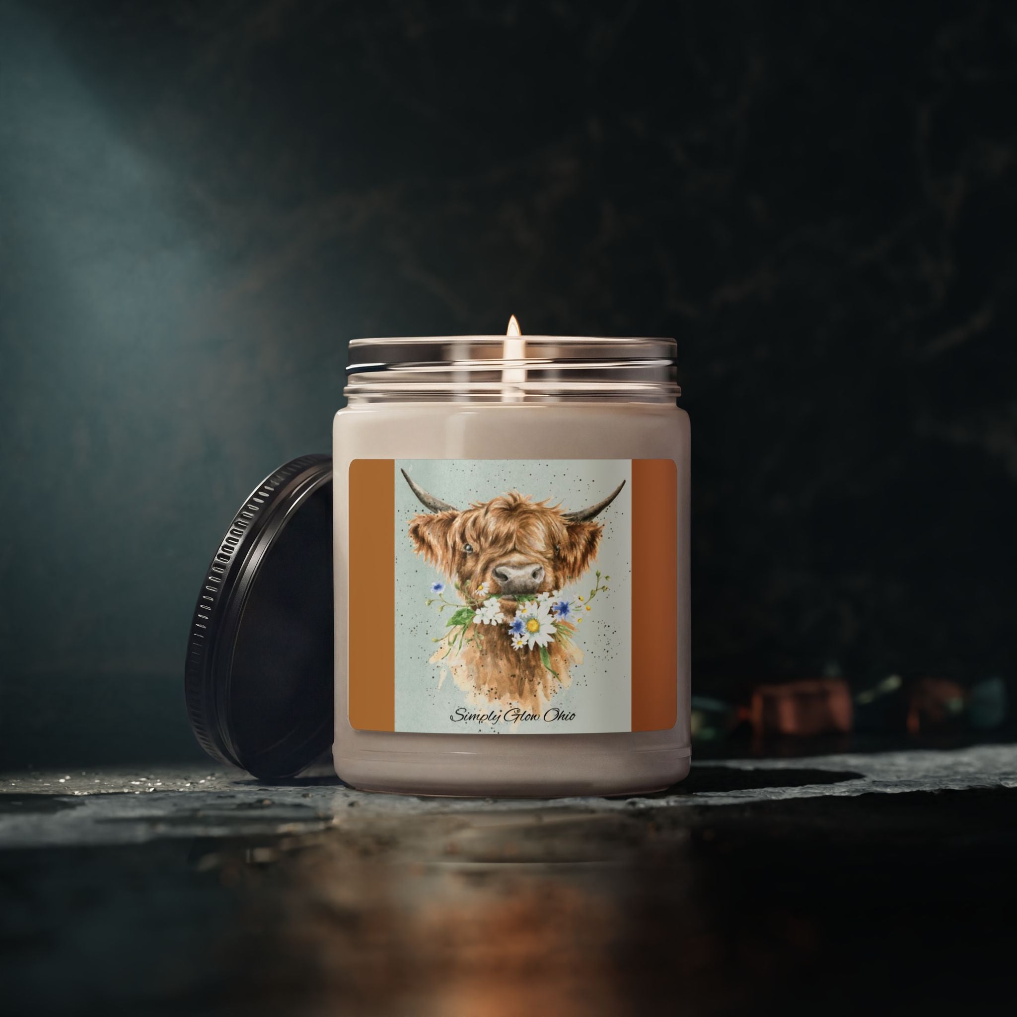 Scented Soy Candle, 9oz, highland cow, country,farm life
