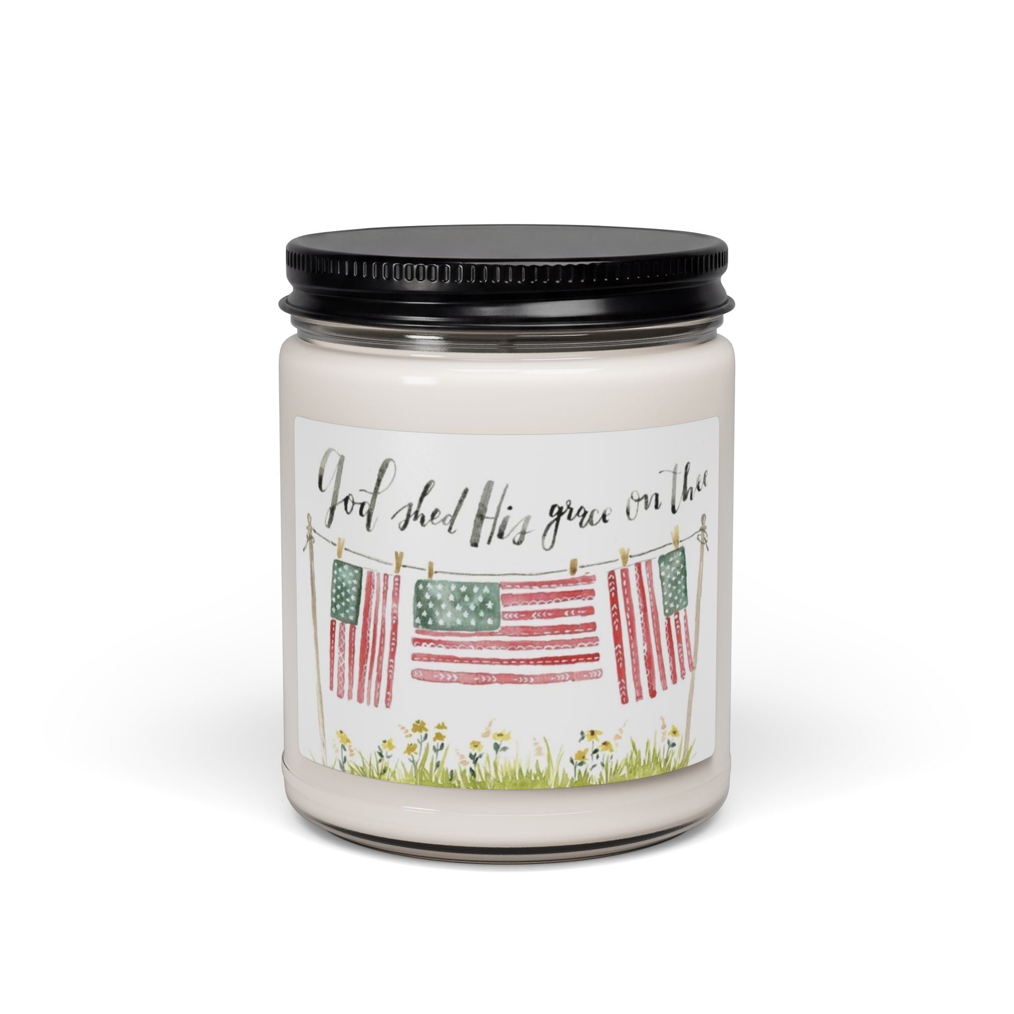 Scented Soy Candle, 9oz, God shed his grace on thee, military, July 4th