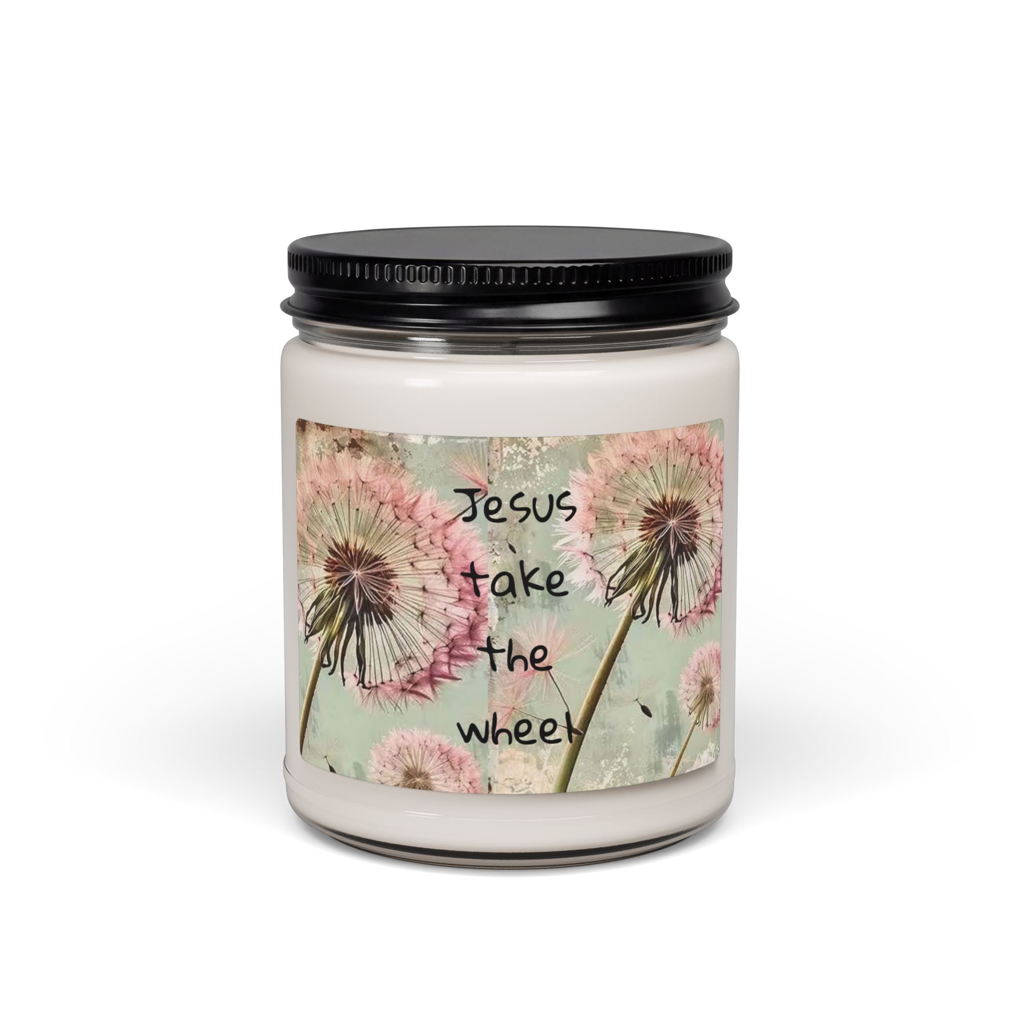 Scented Soy Candle, 9oz, Jesus take the wheel quote