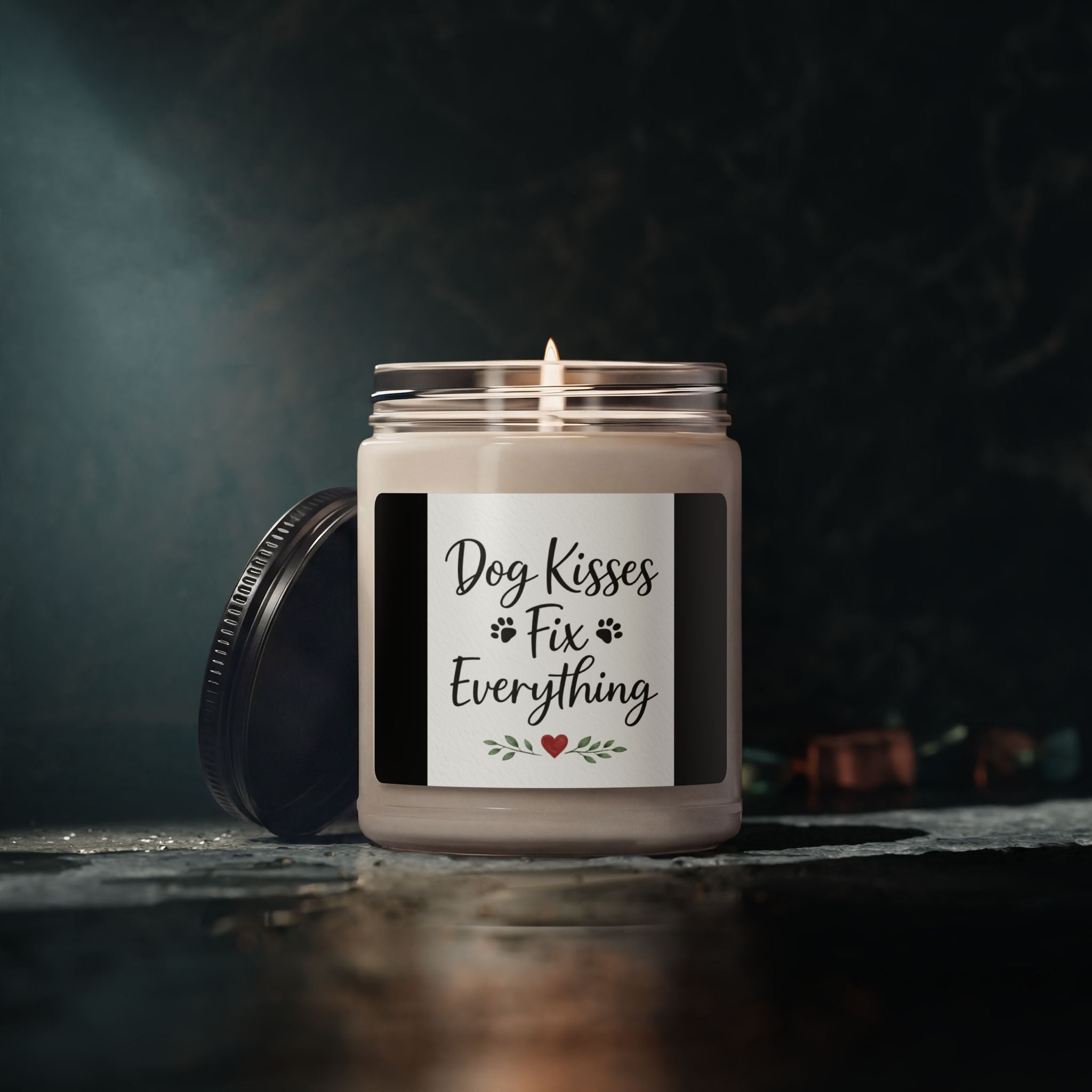 Scented Soy Candle, 9oz Dog kisses fix everything, dog lovers