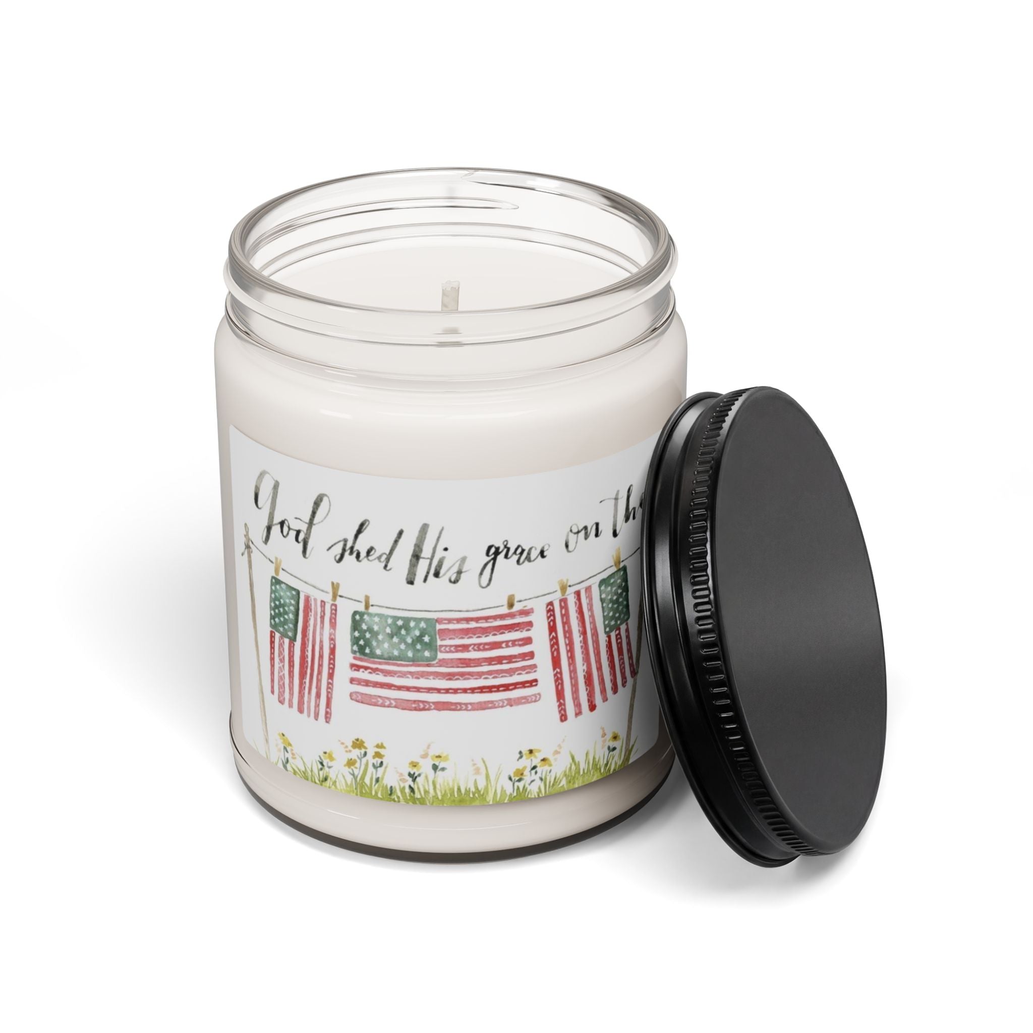 Scented Soy Candle, 9oz, God shed his grace on thee, military, July 4th
