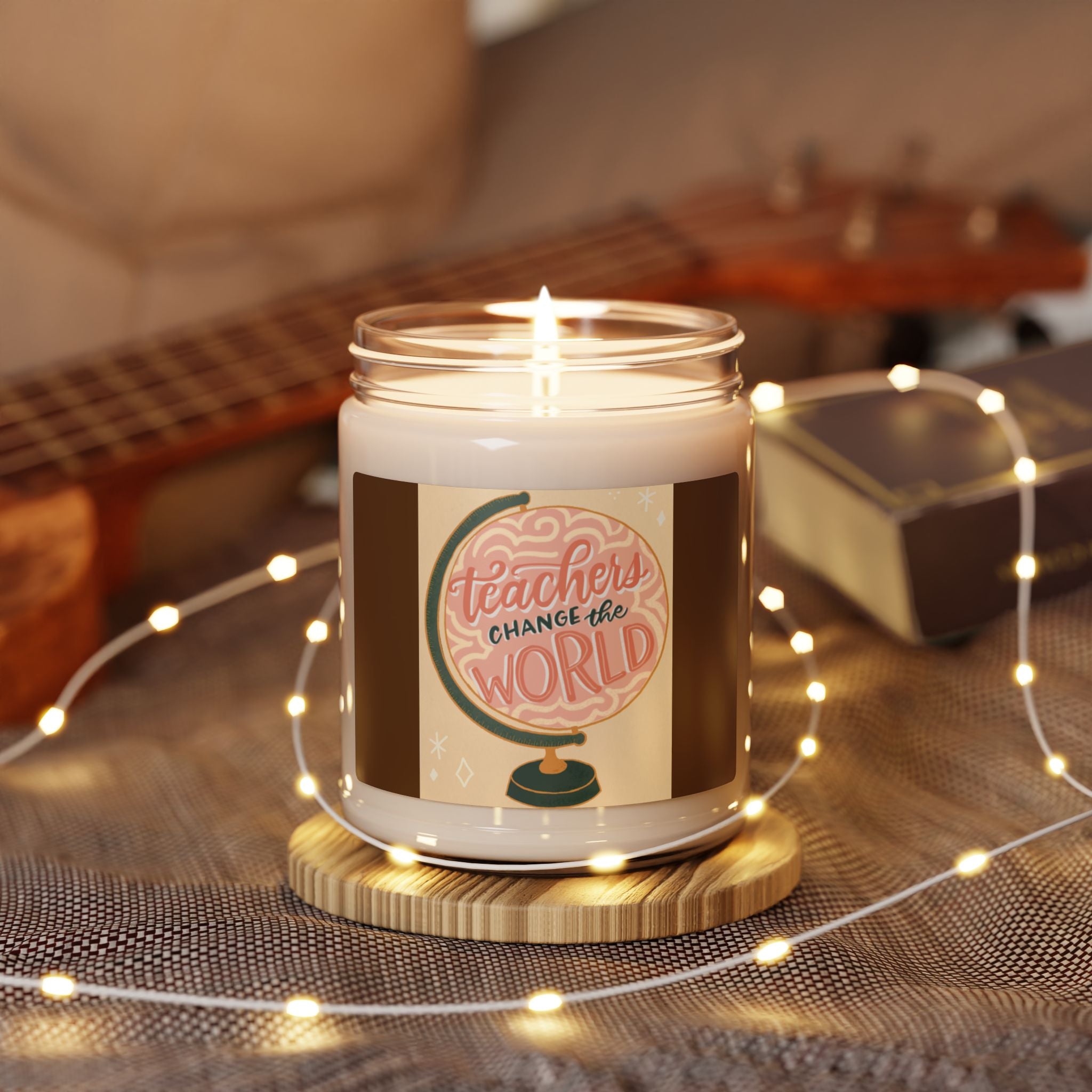 Scented Soy Candle, 9oz, Teacher appreciation globe design