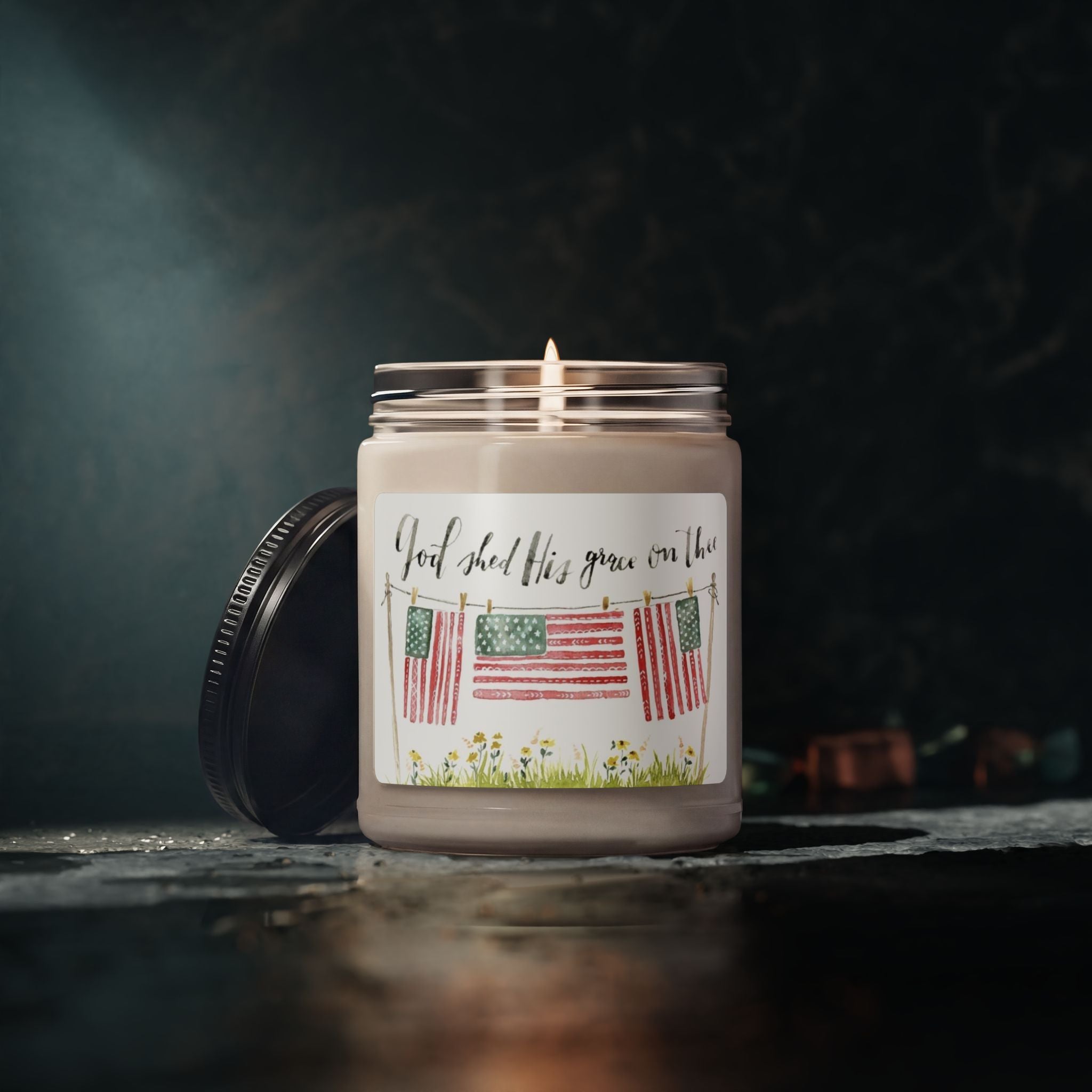 Scented Soy Candle, 9oz, God shed his grace on thee, military, July 4th