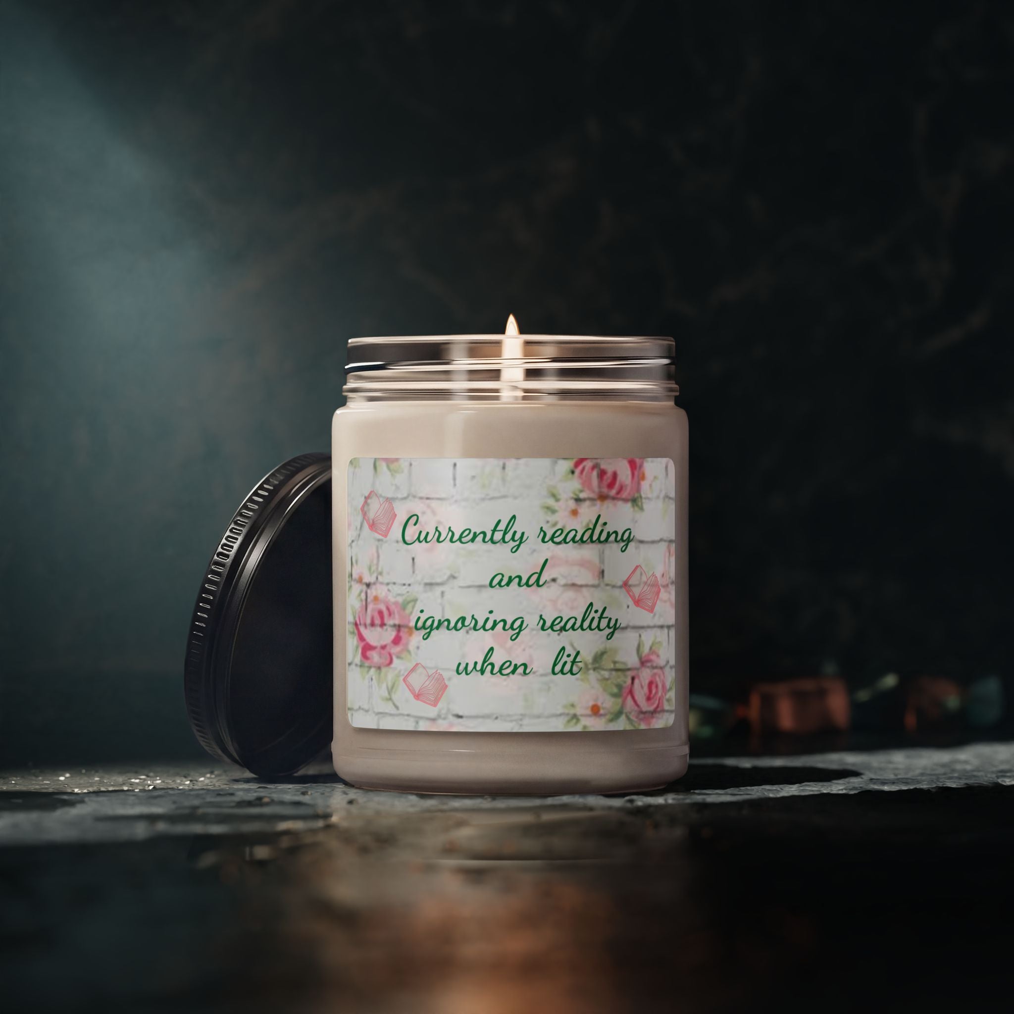 Scented Soy Candle, 9oz, reading when lit custom label