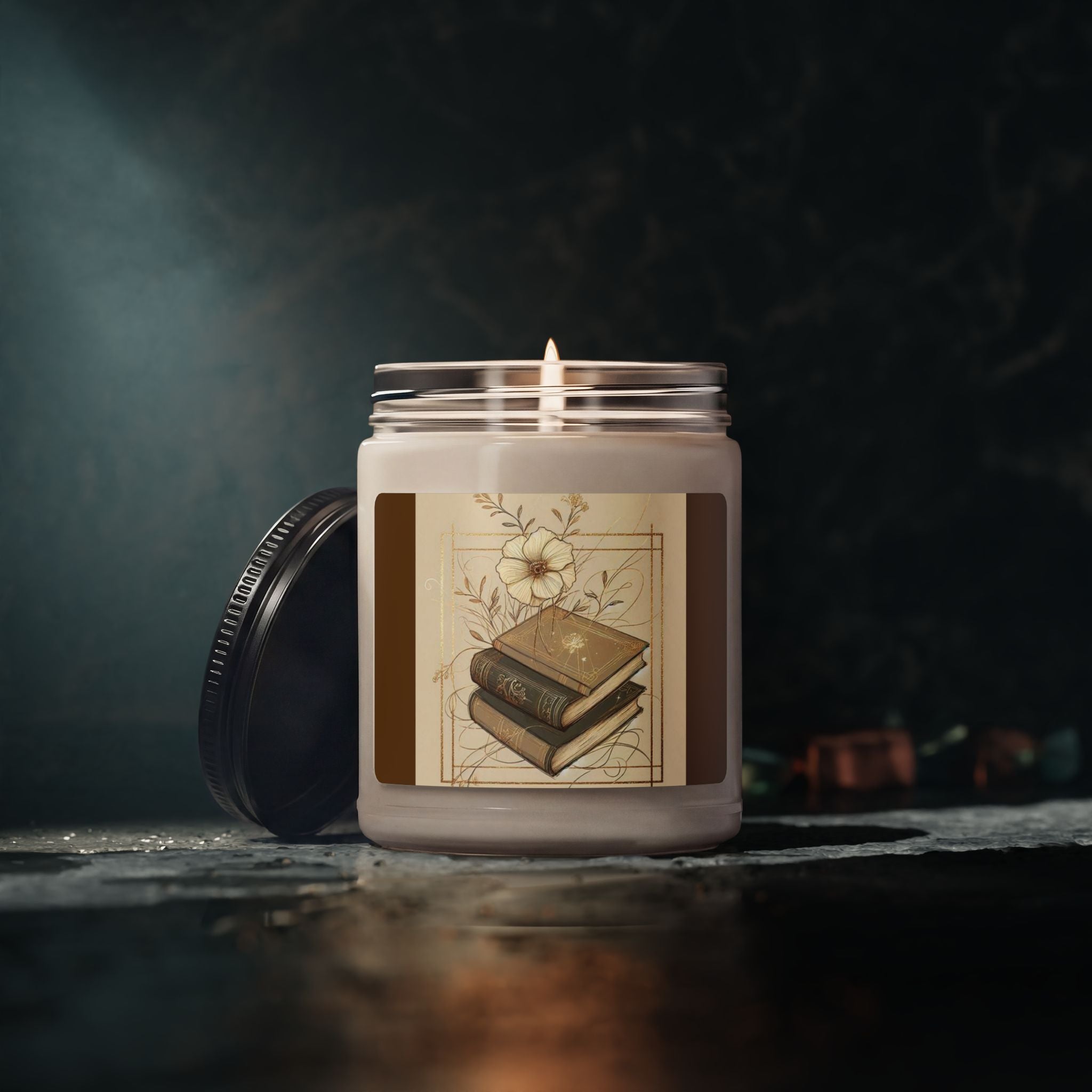 Scented Soy Candle, 9oz, book lover, stacked books