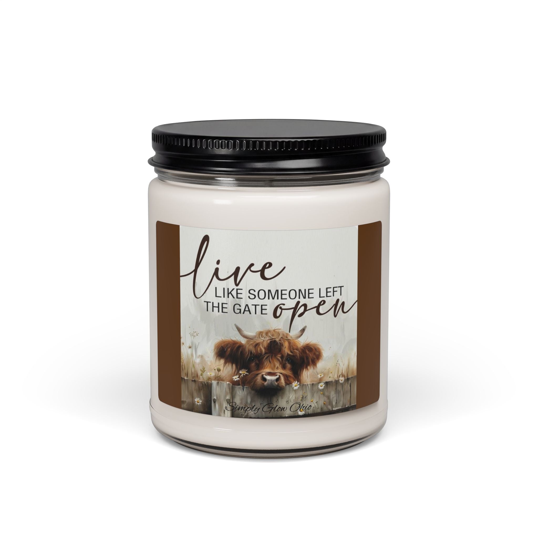 Scented Soy Candle, 9oz, highland cow inspirational design