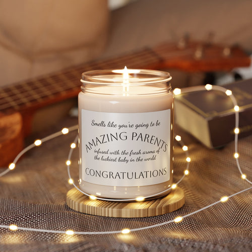 Congratulations New Parents Soy Candle — 'Amazing Parents' 9oz Scented Jar