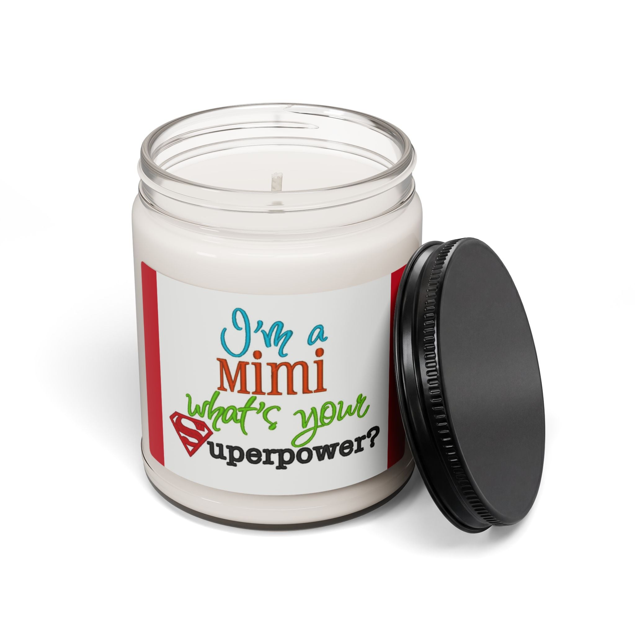 Scented Soy Candle, 9oz, Mimi has Superman powers, Grandma design