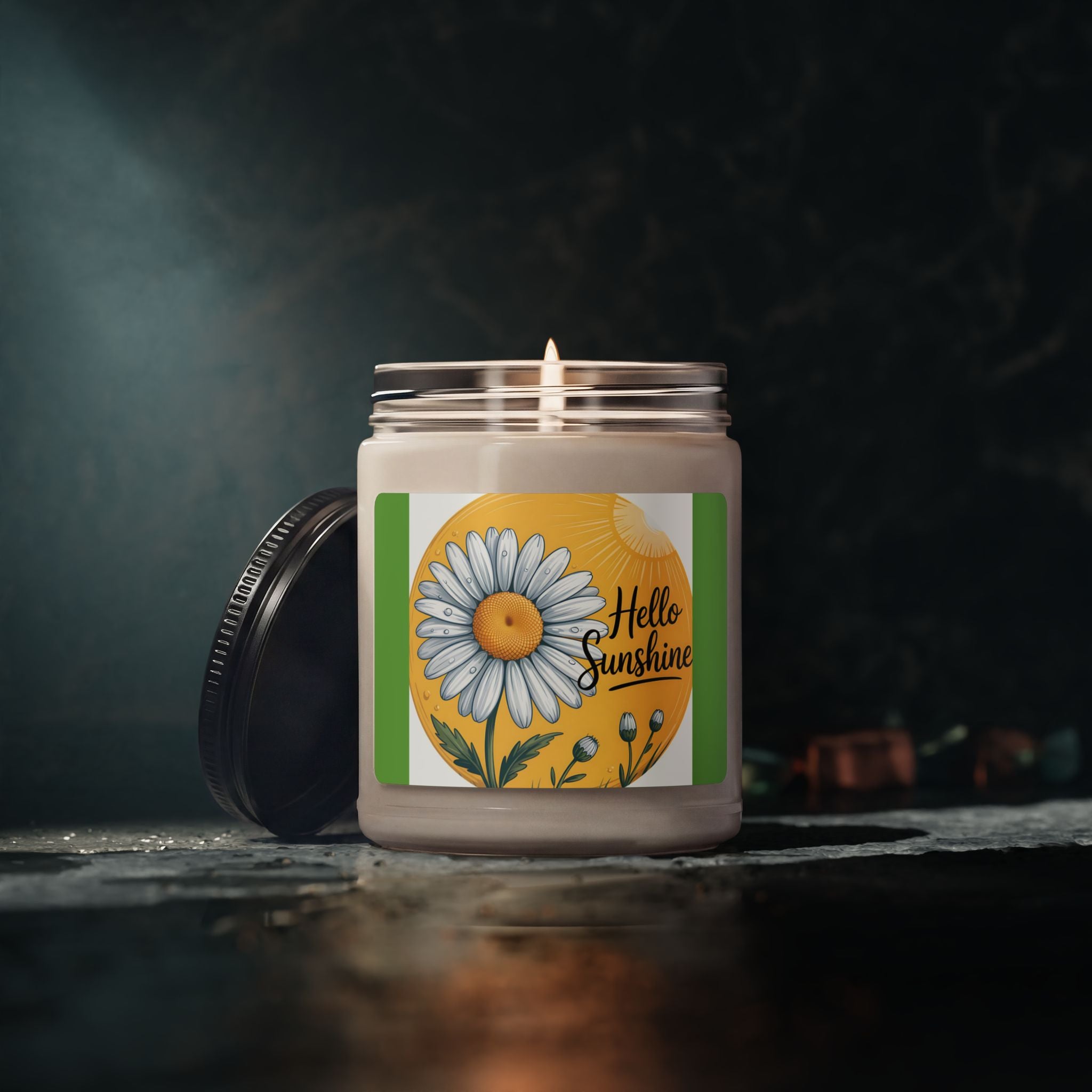Scented Soy Candle, 9oz, Hello Sunshine, with Daisy design
